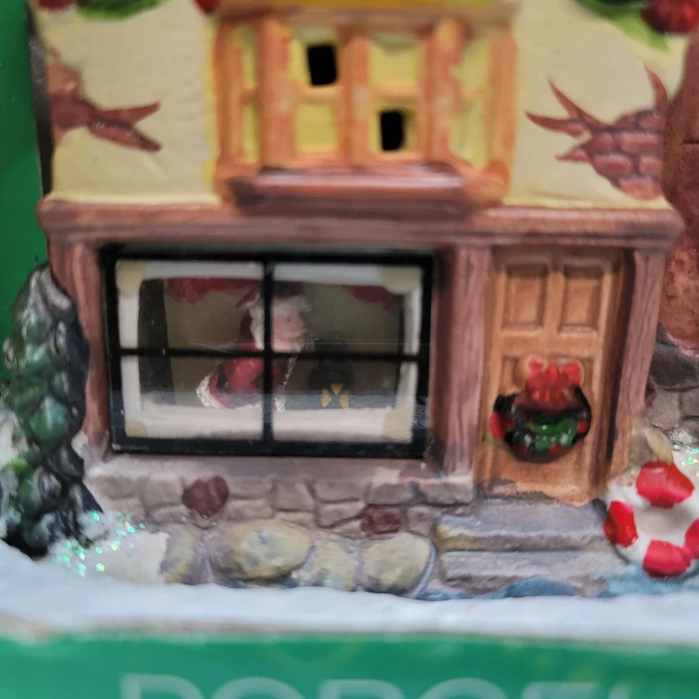Home Elements Porcelain Lighted Village Lighthouse w/Window Scene Christmas
